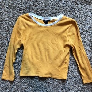 Yellow Waffle-knit Cropped Tee